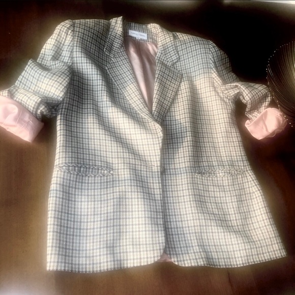 Vintage Check Plaid Blazer Oversized Casual Corner - Picture 2 of 10
